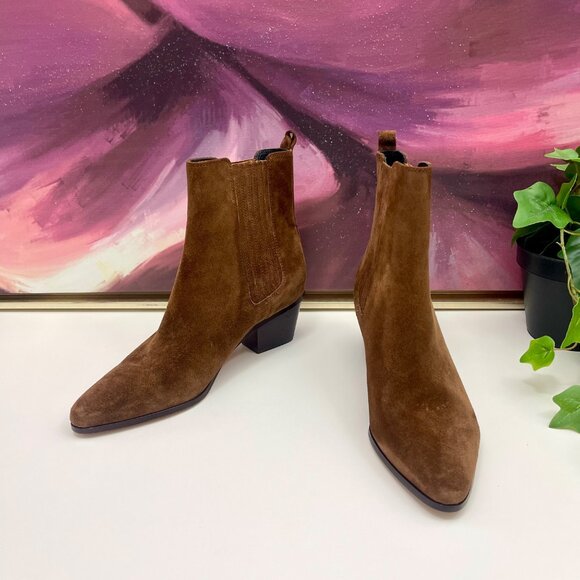 Veronica Beard Alina 50MM Suede Booties in Brown 7.5 - Picture 5 of 16